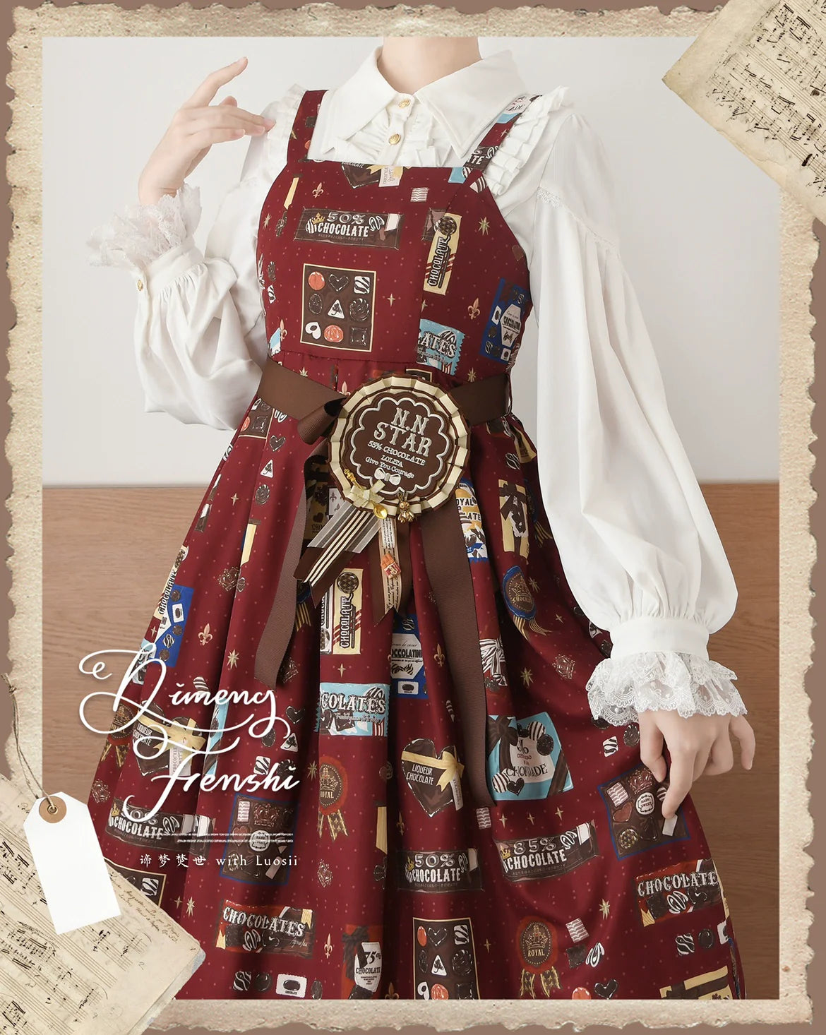 DMFS Lolita - Night Banquet - Pointed Collar Classic Lolita Shirt, Long Sleeve