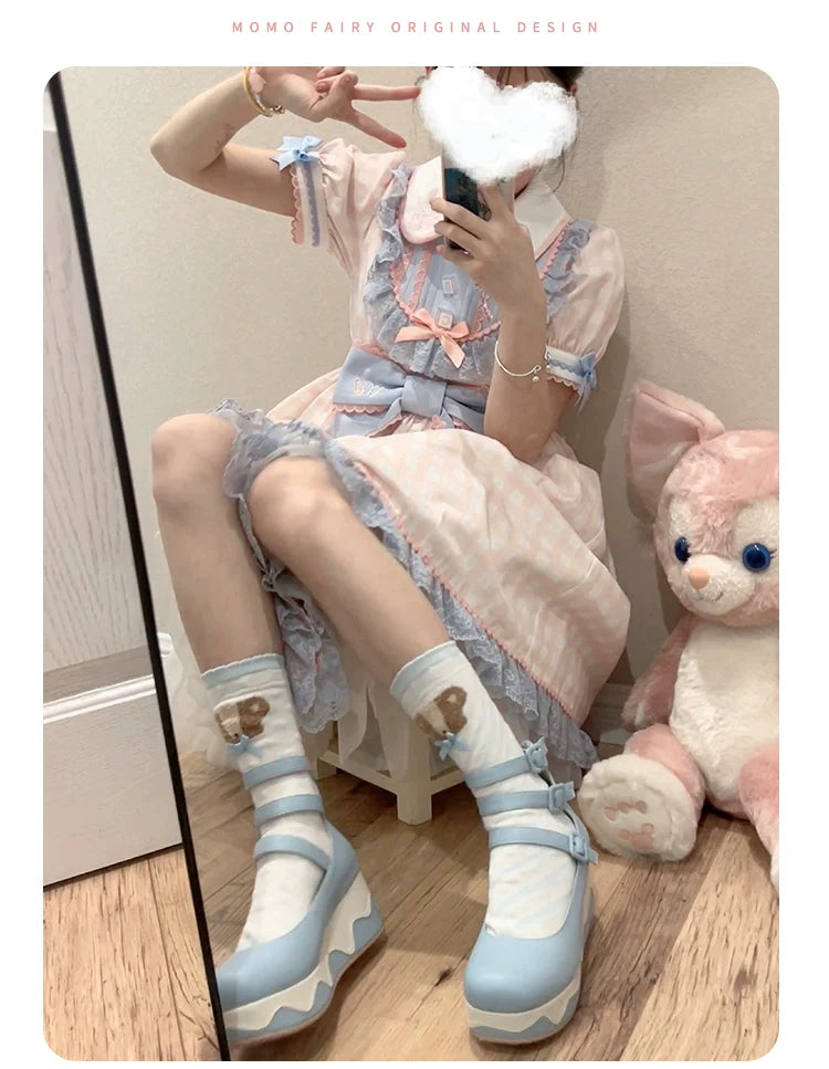 Momo - Bear Birthday Party - Kwaii Lolita Shoes Round Toe Platform Shoes
