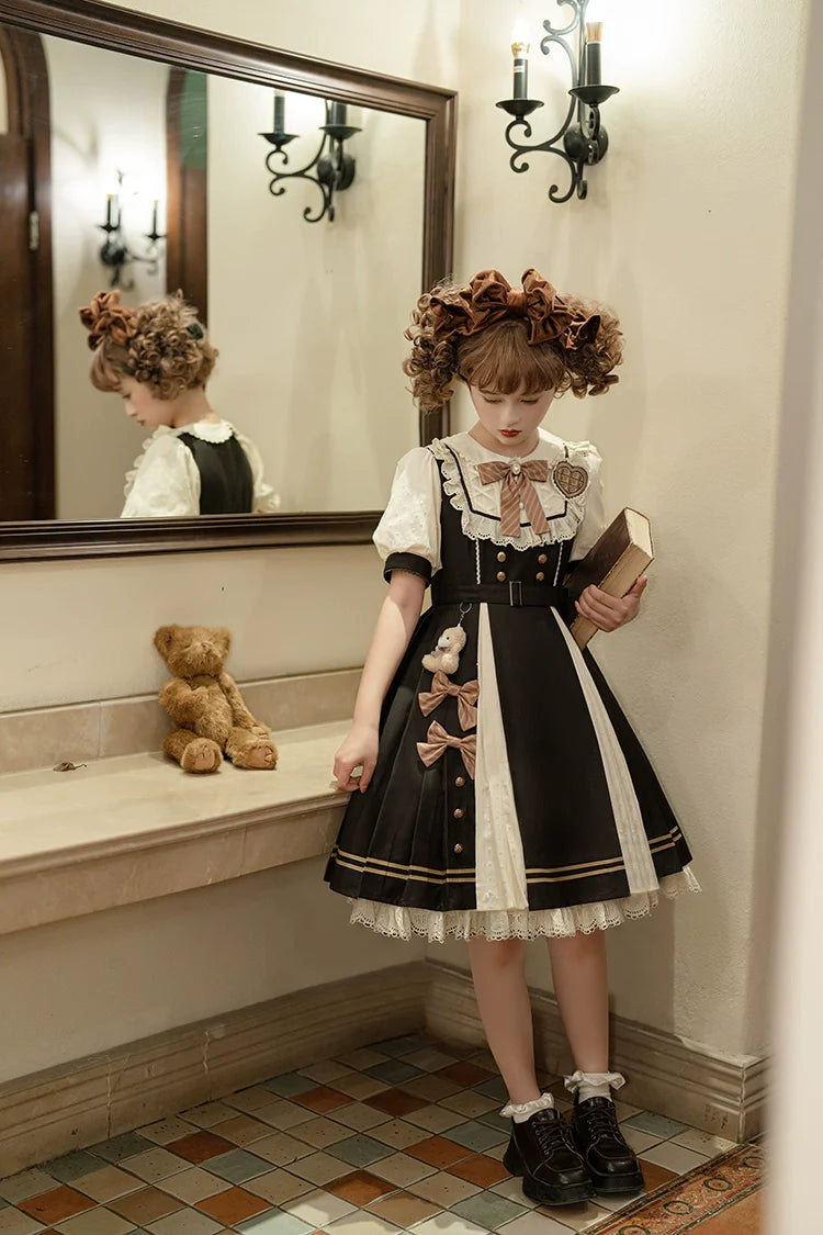 Letters from Unknown Star - Chocolate Workshop - Elegant Lolita OP Daily Short Sleeve Dress