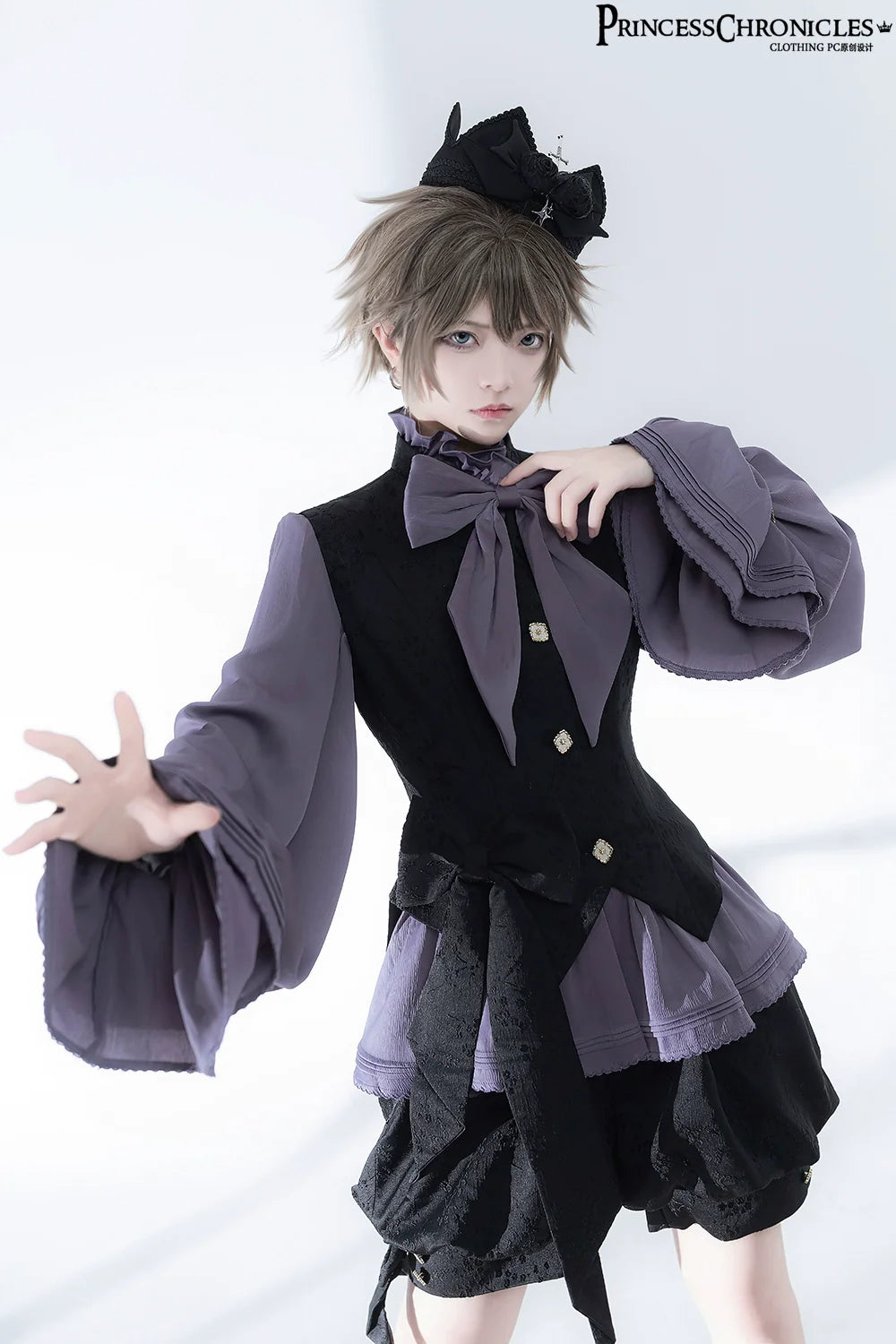 Princess Chronicles - Rabbit Hunt 2.0 - Ouji Lolita Retro Cool Purple Shirt & Shorts Set