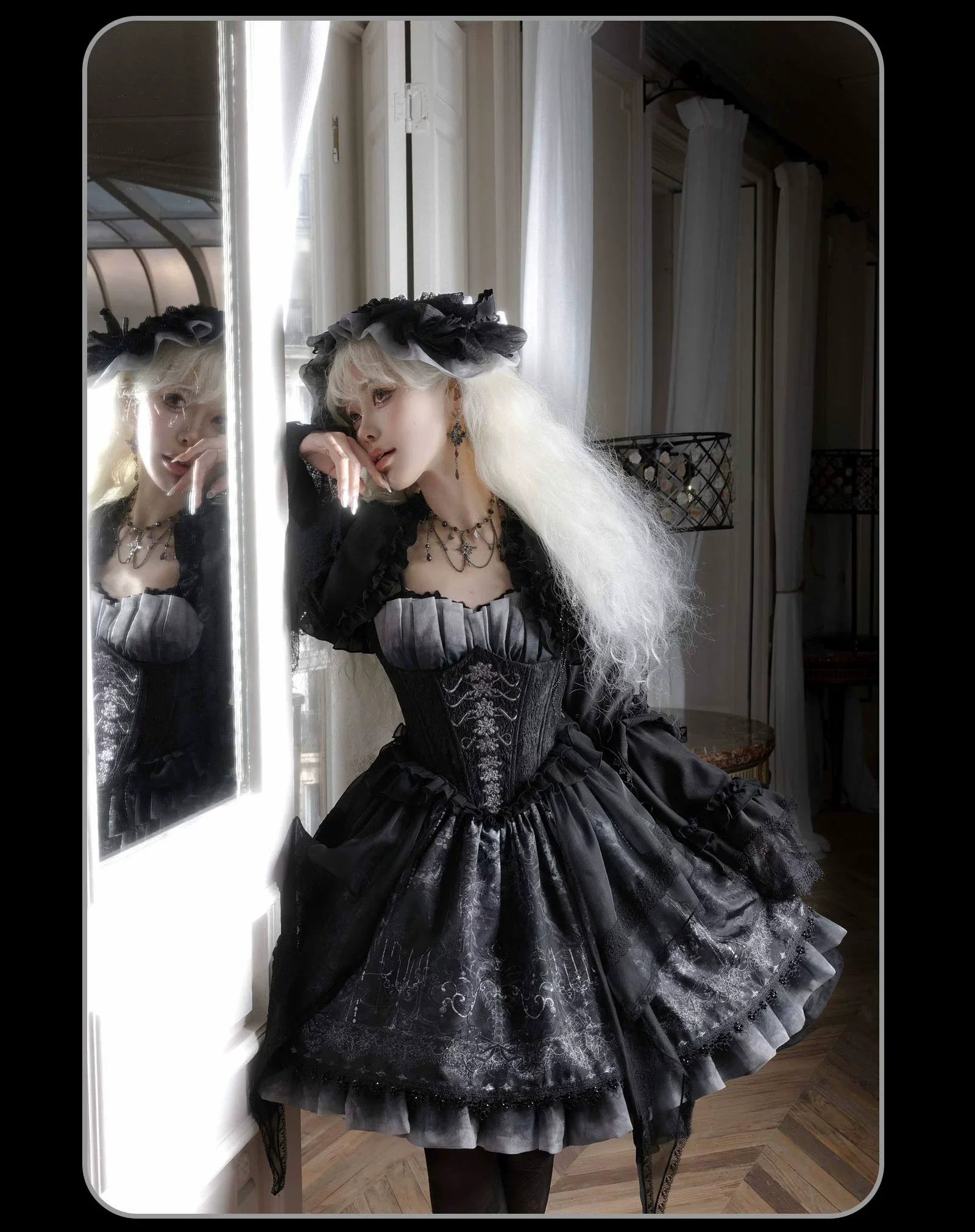 Susin Lolita - Bone-Eroded Butterfly - Gothic Lolita JSK & SK Set
