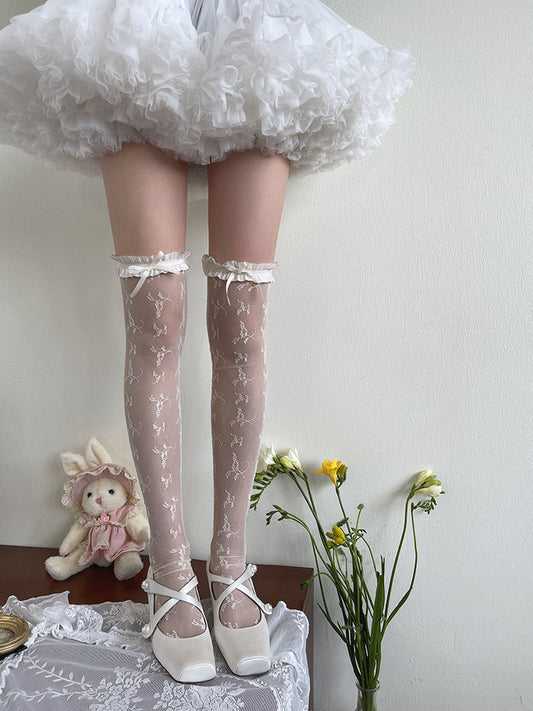 WAGUIR - Rose Story - Sweet Lolita Socks Thigh High Thin Lace Stockings