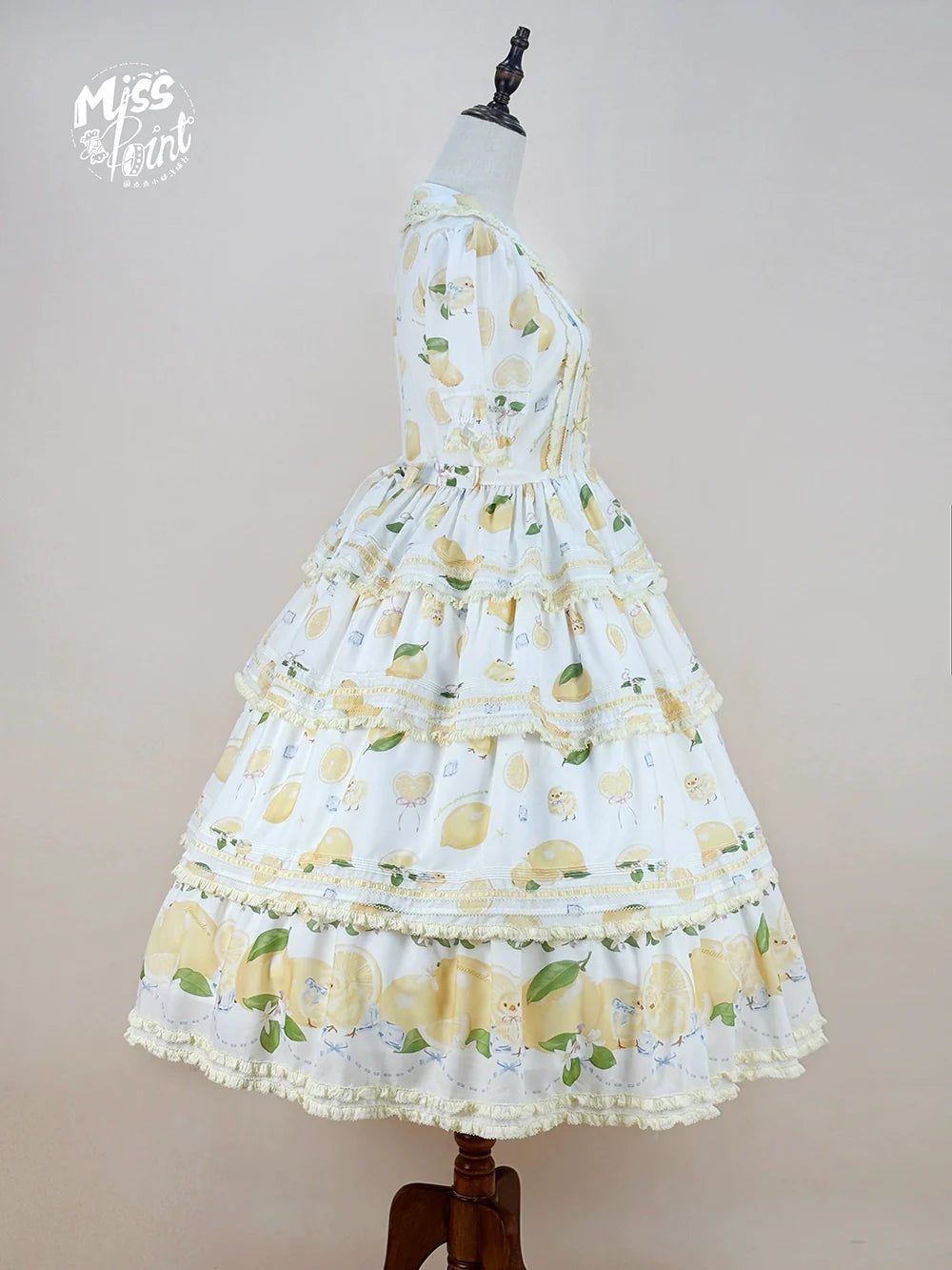 Miss Point - Lemon Chick - Country Lolita Printed OP With Button Front