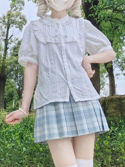 DMFS Lolita - Sweet Lolita Blouse Cotton Summer Short Sleeve Shirt