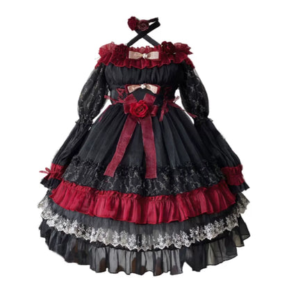 Uncle's Workshop - Night of Berea - Gothic Lolita OP Black and Red Lolita Dress