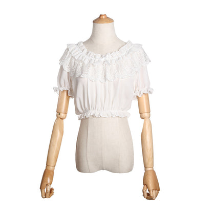 ZhiJinYuan - Elegant Lolita Shirt Open Shoulder Blouse