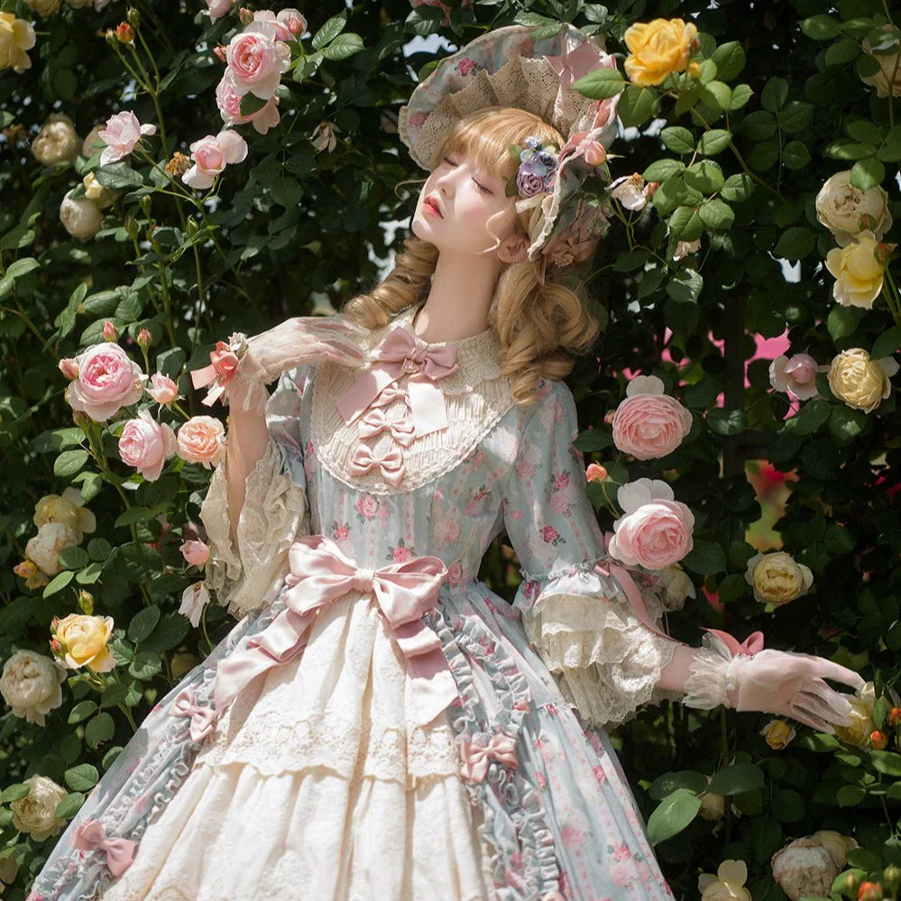 Miss Point - Lilyka Garden - Classic Lolita OP Dress Set Elegant Floral Wall Princess Sleeve