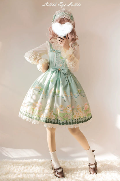 LilithEye - Fat Tweeds and Plumeria - Daily Lolita Jumper Dress Fresh JSK