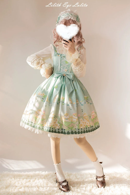 LilithEye - Fat Tweeds and Plumeria - Daily Lolita Jumper Dress Fresh JSK