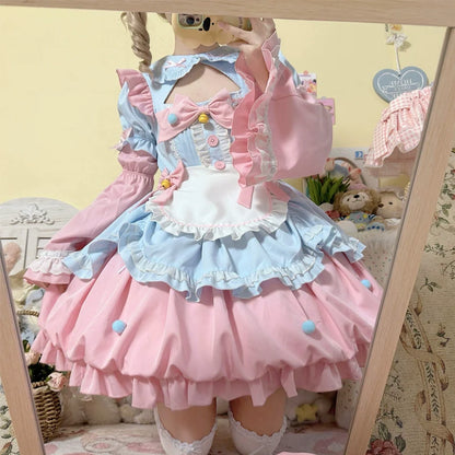Hanguliang - Cute Maid Lolita Apron OP Dress