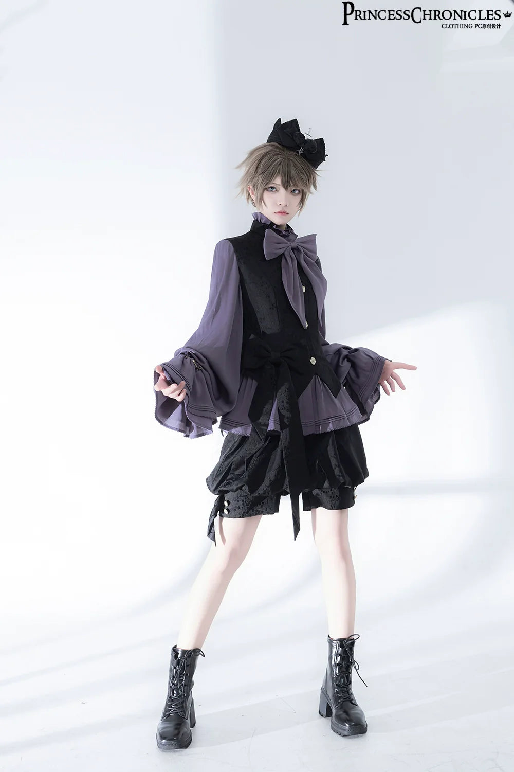 Princess Chronicles - Rabbit Hunt 2.0 - Ouji Lolita Retro Cool Purple Shirt & Shorts Set