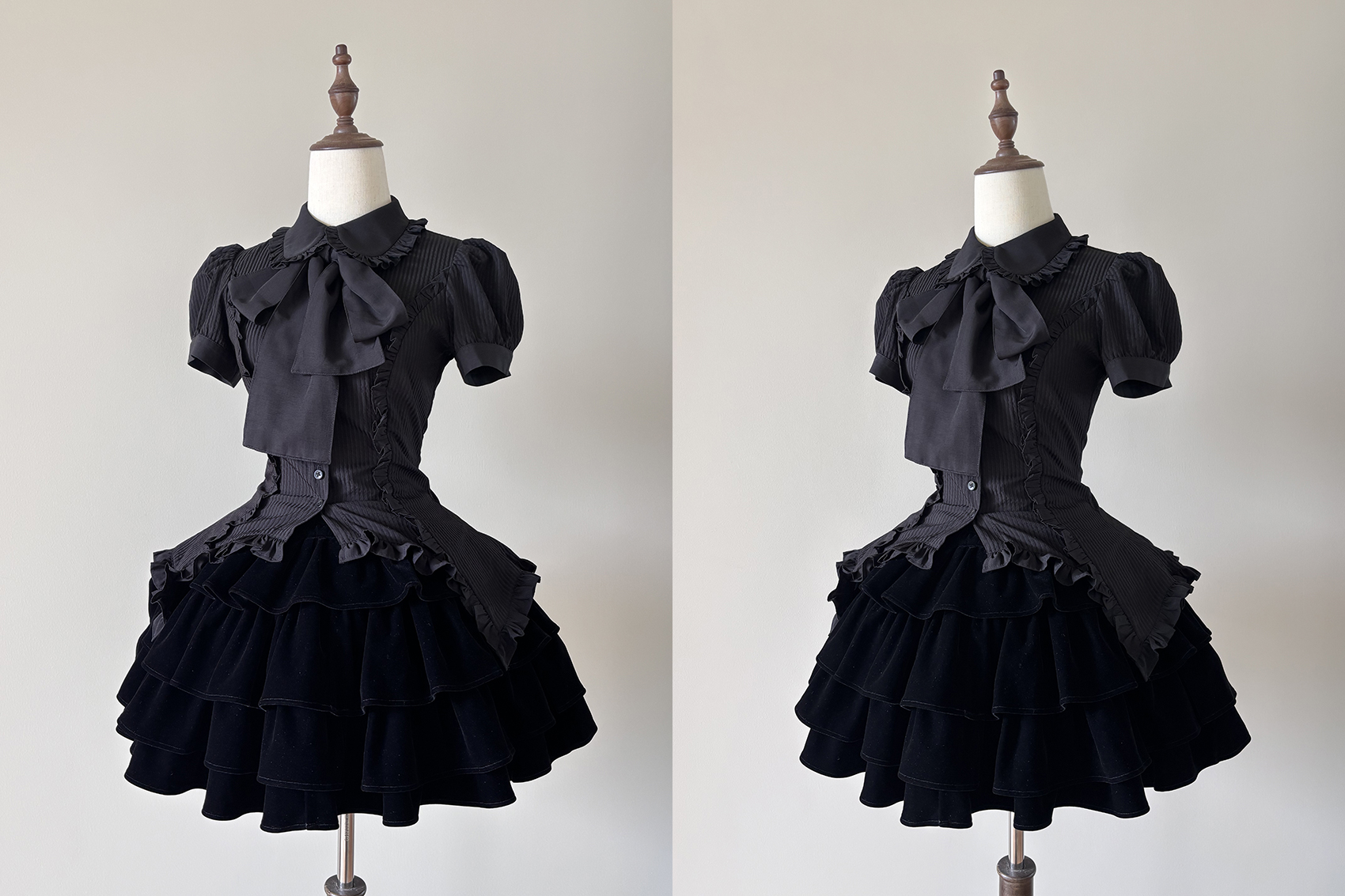 FlowerFairyDaily - Lilith - Gothic Lolita Short Sleeve Shirt, Detachable Tie