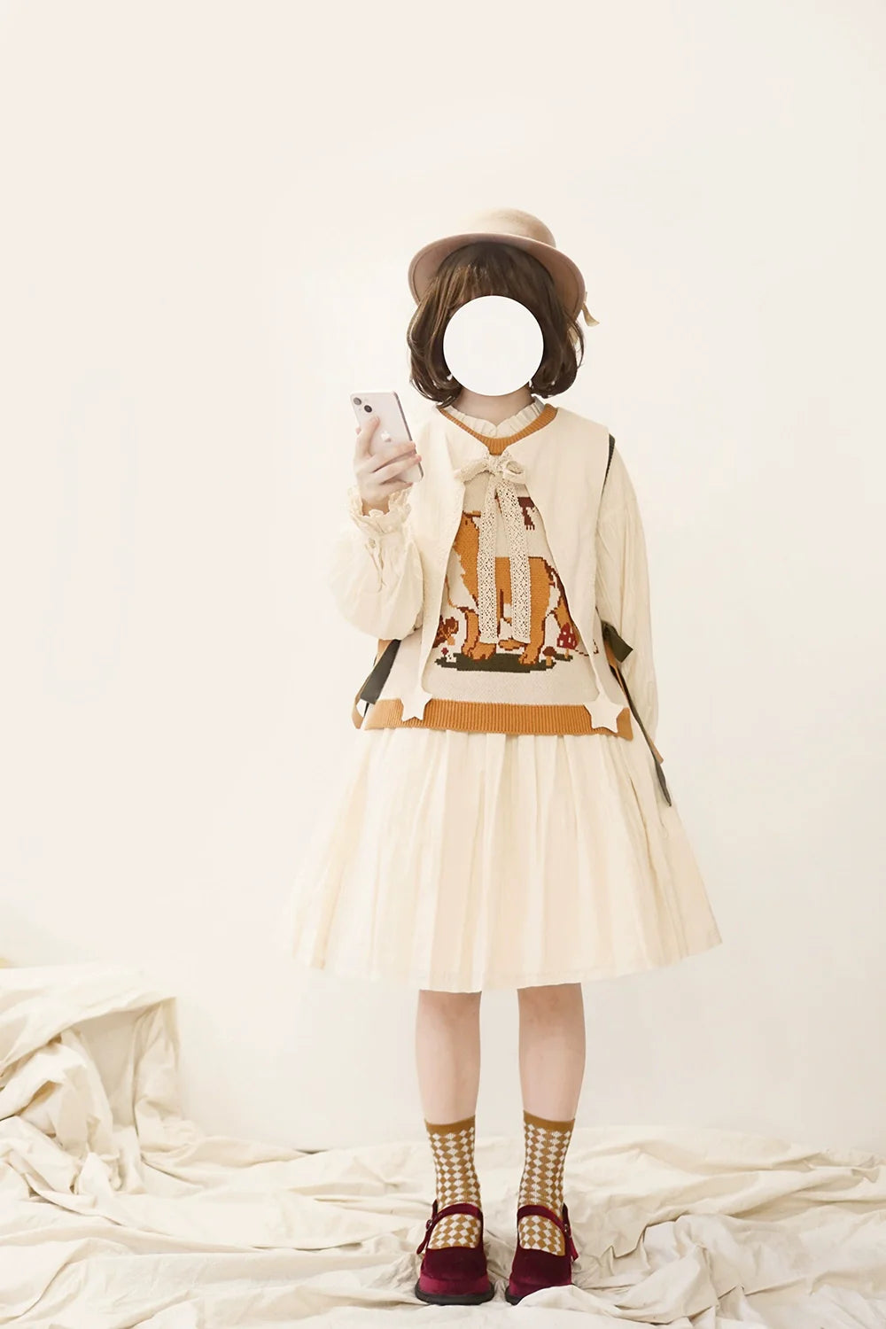 Miss Point - Chubby Fox in the Forest - Kawaii Lolita Vest Customized Lolita Sweater