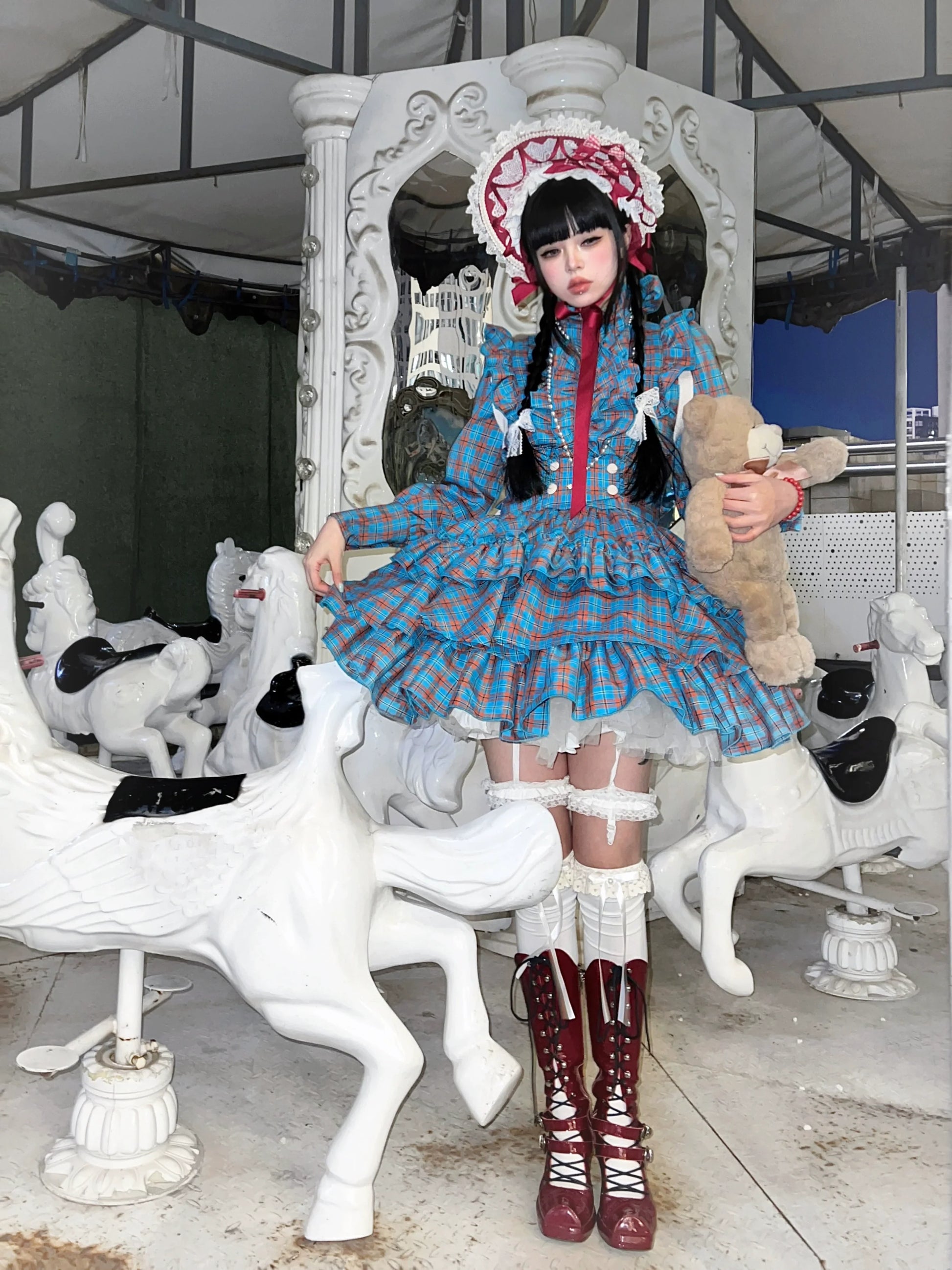 CATCOCOON - Humanoid Gift Box - Christmas Plaid Lolita Blouse & SK