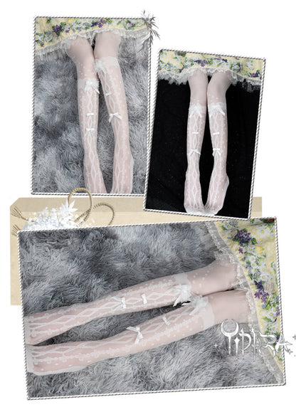 Yidhra - Sweet Lolita Black and White Summer Pantyhose