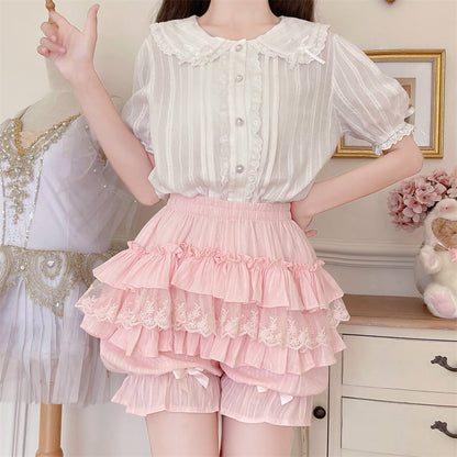 Sugar Girl - Cotton Sweet Lolita Bloomers, Tiered Ruffle
