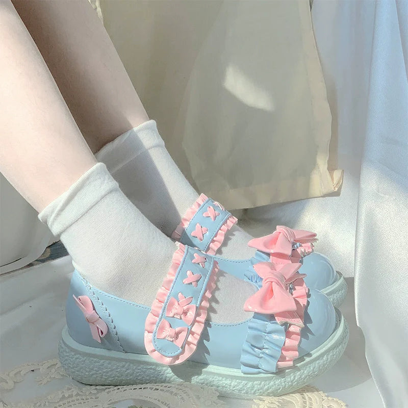 Fairy Godmother - Cute Lolita Shoes Bow Candy-Colored Lolita Flat Shoes