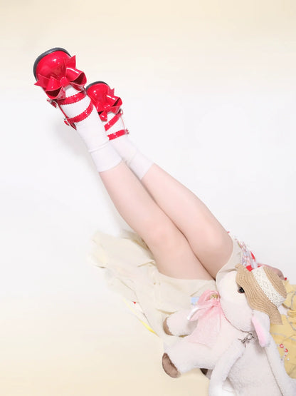 Dolly Doll - Apple Candy - Mary Jane Lolita Shoes Bow PU Low-Mid Heel Shoes