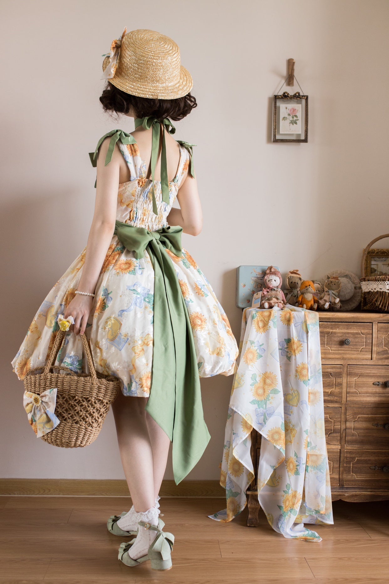 Akiyama Future Studio - Sunflower Print Lolita JSK Dress in Breathable Light Fabric