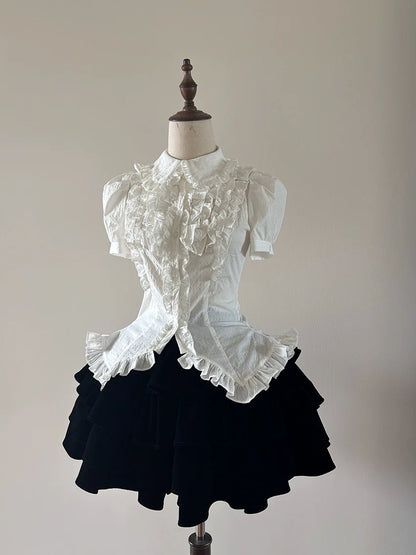 FlowerFairyDaily - Tiana's Wardrobe - Doll-like Lolita Shirt With Ruffles/Adjustable Back Strap