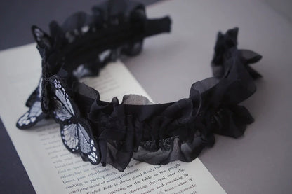 Strange Sugar - Gothic Lolita Black Headdress Butterfly KC Photography Props