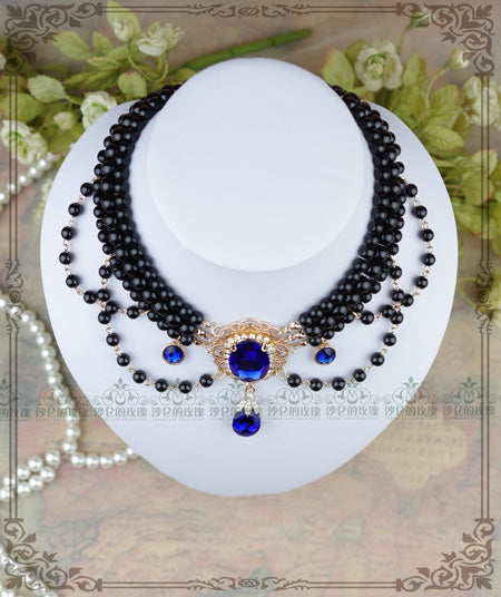 Rose of Sharon - Customized Lolita Pearl Necklace with Gemstone Pendants