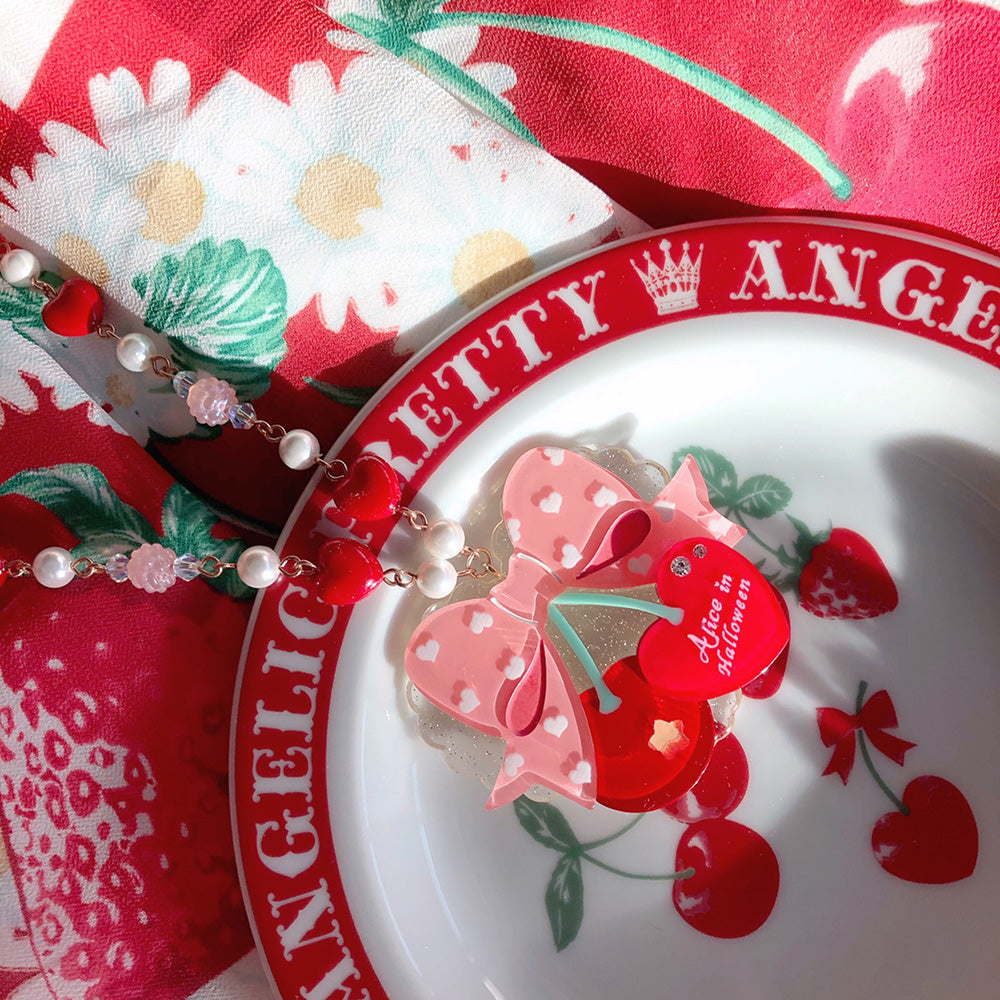 Halloween Alice - Sweet Cherry Lolita Plastic Necklace Ring