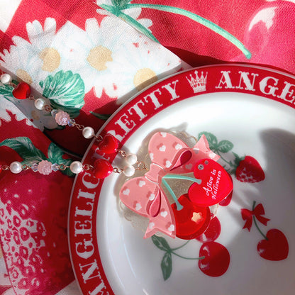 Halloween Alice - Sweet Cherry Lolita Plastic Necklace Ring