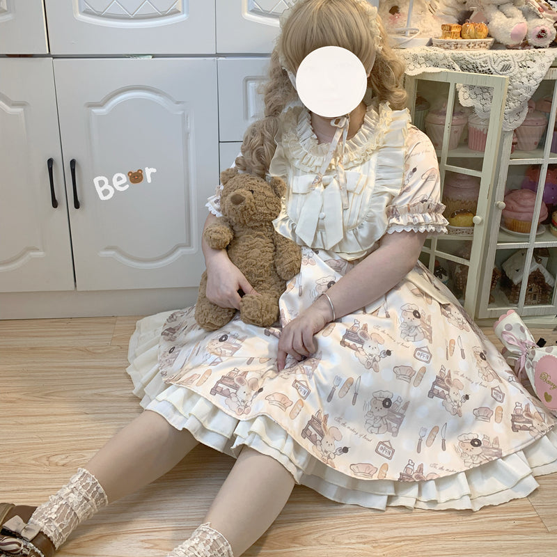 Naomistudio - Cartoon Dogs - Sweet Lolita OP Bows Dress Plus OP
