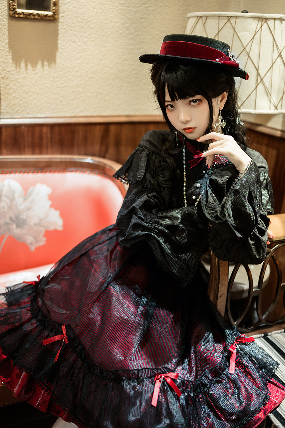 Princess Chronicles - Elegant Lolita Bow Flat Bonnet Handmade