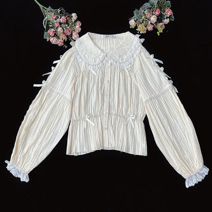 DMFS Lolita - Sweet Lolita Shirt Doll Collar Blouse High-waisted