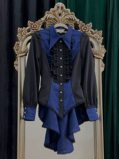 Little Dipper - Cold Rice - Ouji Lolita Shirt With Spiderweb Pattern in Several Versions