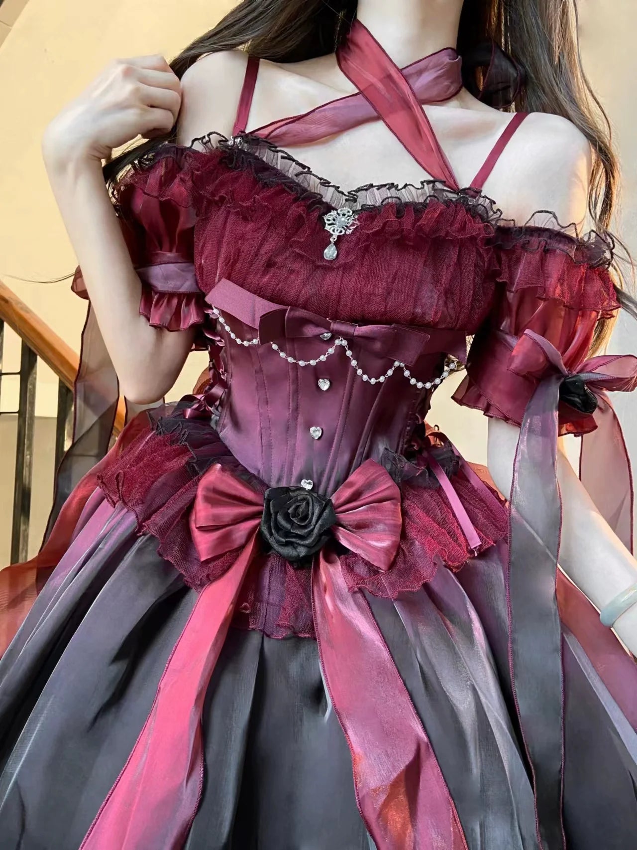 Meowing and fruity - Elegant Lolita Gorgeous Trailing With Large Hem & Shoulder Strap