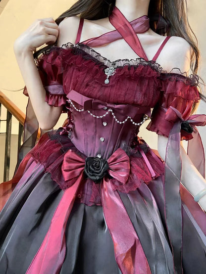 Meowing and fruity - Elegant Lolita Gorgeous Trailing With Large Hem & Shoulder Strap