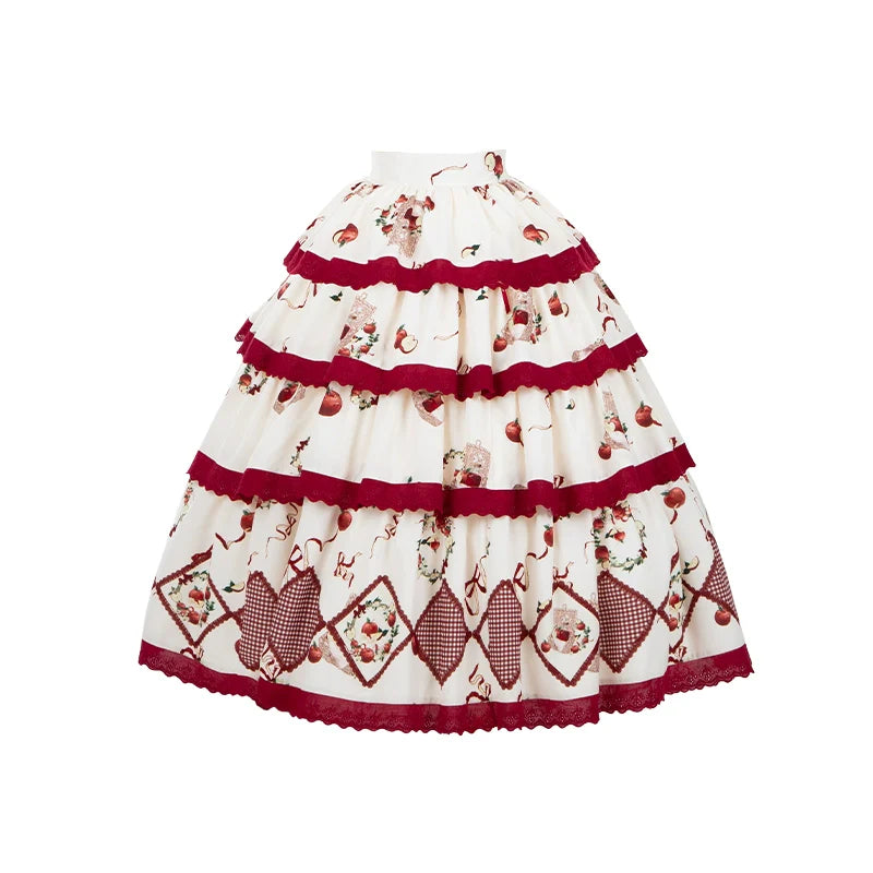With PUJI - Apple Orchard - Country Lolita SK Embroidered Twins Lolita Top Skirt