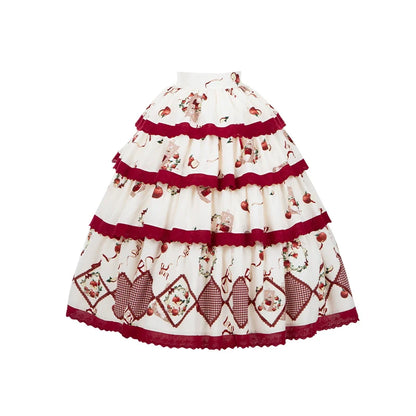 With PUJI - Apple Orchard - Country Lolita SK Embroidered Twins Lolita Top Skirt