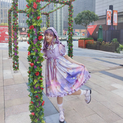 Bubble Cat - Dreamy Starry - Sweet Lolita Shoes Low Heel Bow Shoes