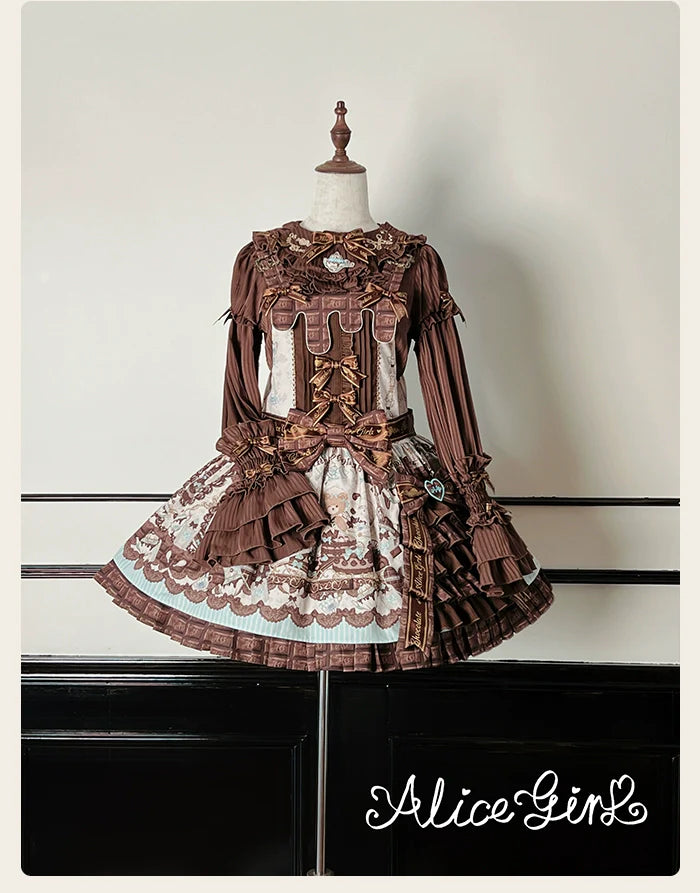 Alice Girl - Bear Chocolate Bar - Kawaii Lolita JSK & Salopette Dress