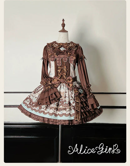 Alice Girl - Bear Chocolate Bar - Kawaii Lolita JSK & Salopette Dress