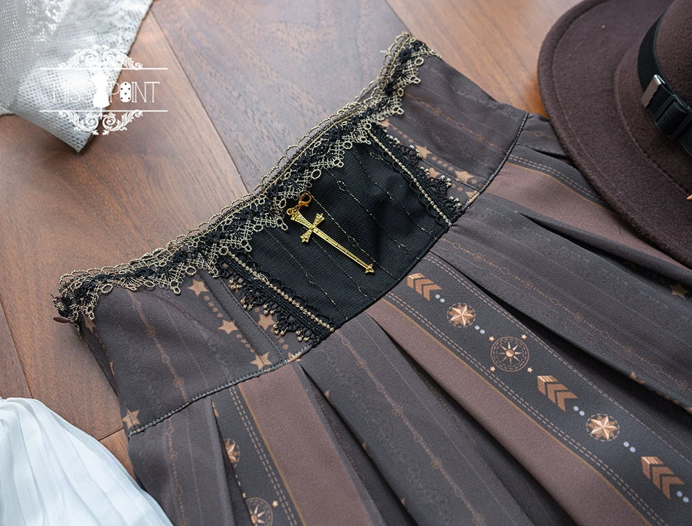 Miss Point - Demon Hunting Notes - Fishbone Gothic Lolita Skirt