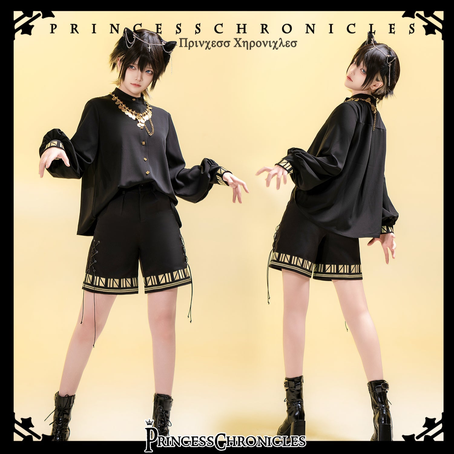 Princess Chronicles - Black Cat - Vintage Ouji Lolita Necklace