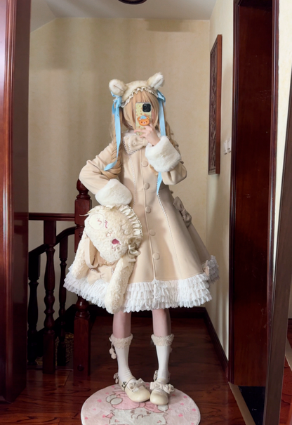 Bunny Magic Forest - High Waisted Sweet Lolita Overcoat, Bunny Ear Collar
