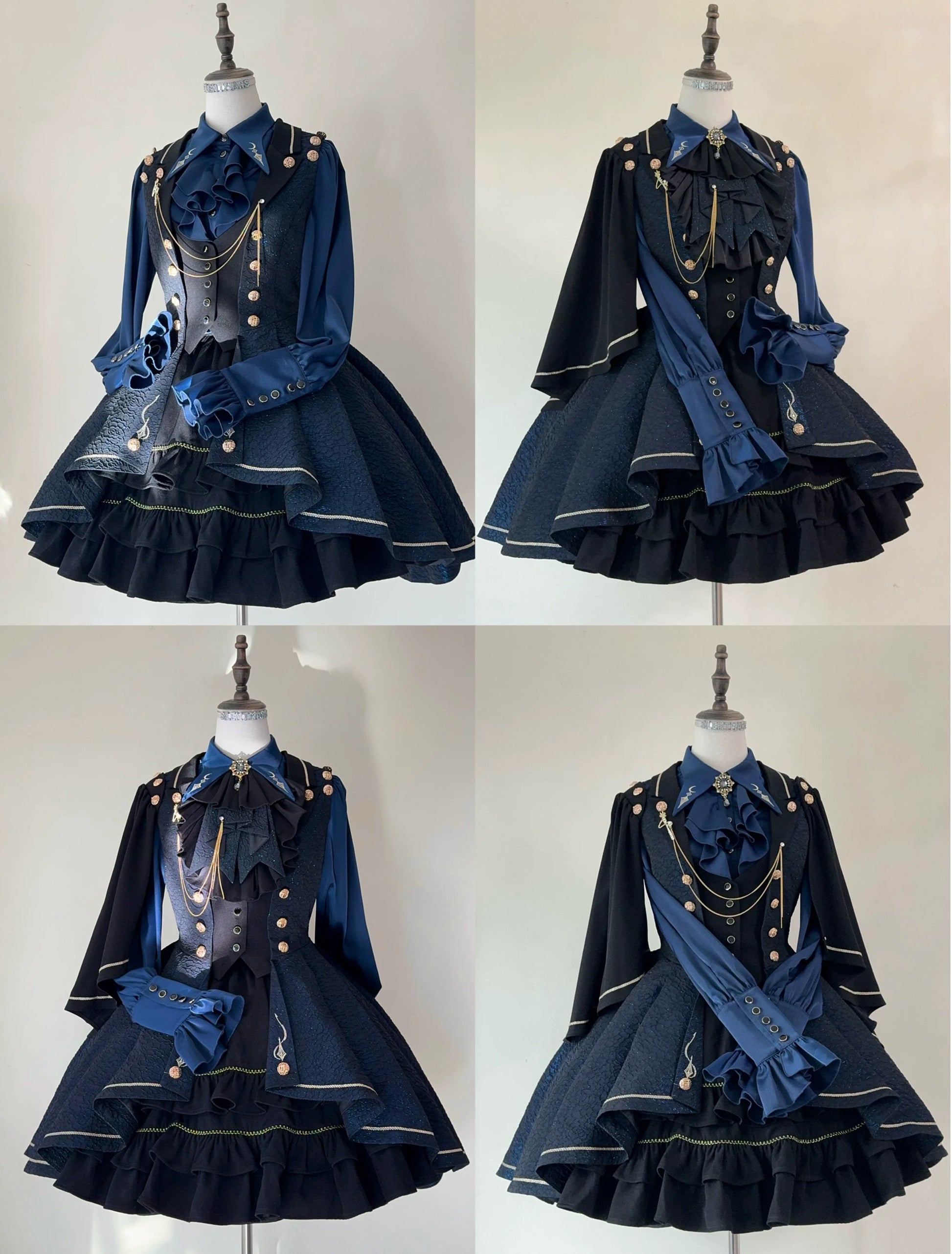 SilentMars - Fallen Moon Rule - Military Lolita Shirt Set Retro Knight Style Blouse