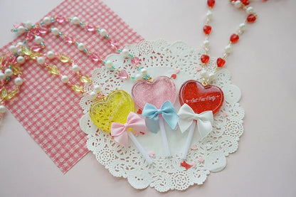 Cat Tea Party - Sweet Lolita Necklace Heart-Shaped Lollipop Necklace