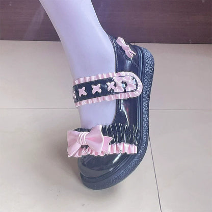 Fairy Godmother - Cute Lolita Shoes Bow Candy-Colored Lolita Flat Shoes