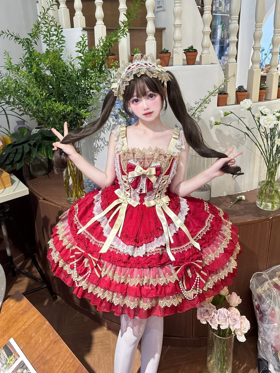Hanguliang - Gilded Memories - Princess Lolita Jumper Dress, Tiered Ruffles