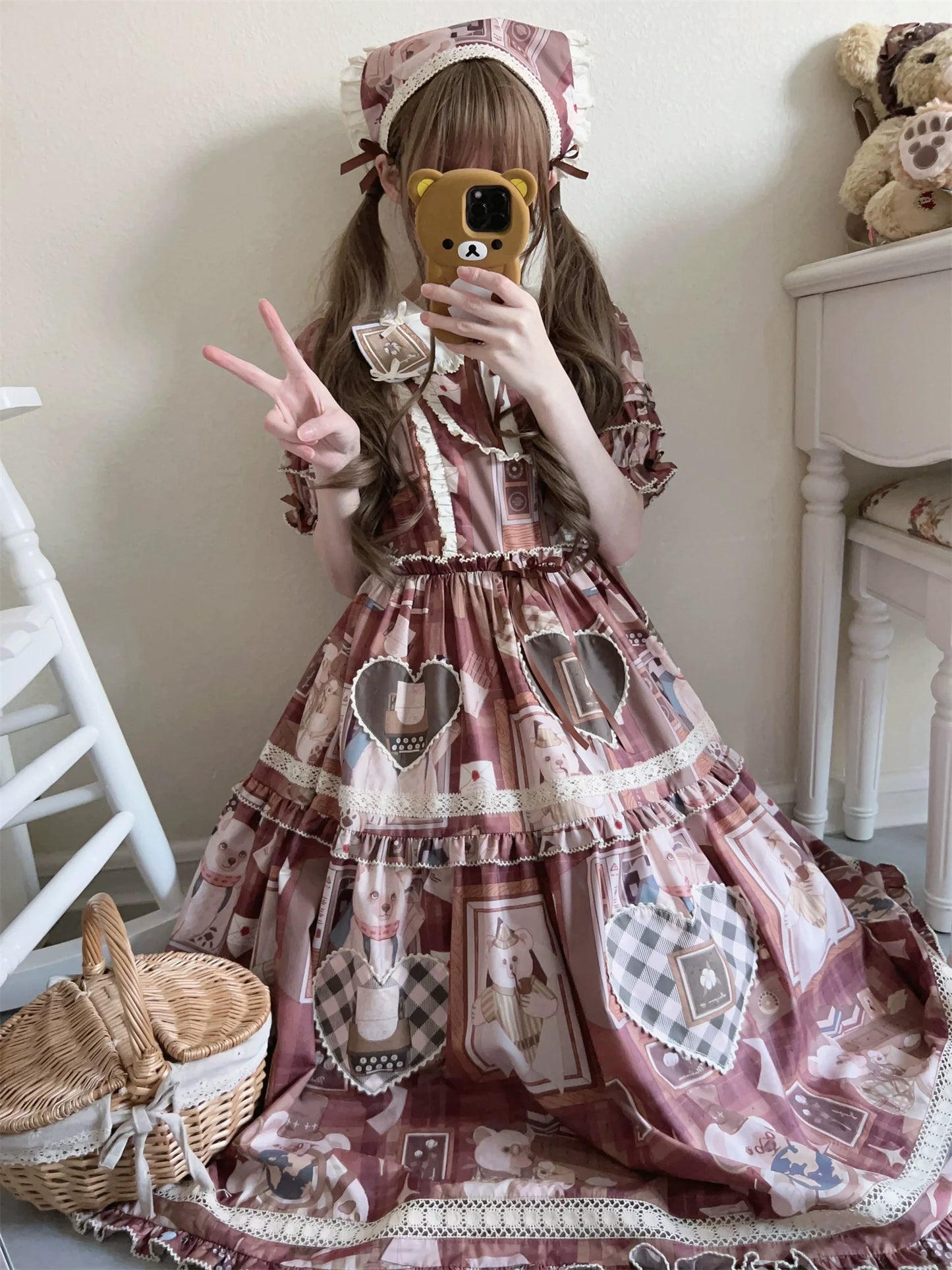 Babyblue - Gretel Bear - Vintage Lolita Dress Teddy Bear Prints Dress