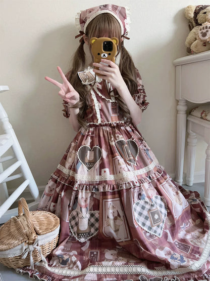 Babyblue - Gretel Bear - Vintage Lolita Dress Teddy Bear Prints Dress