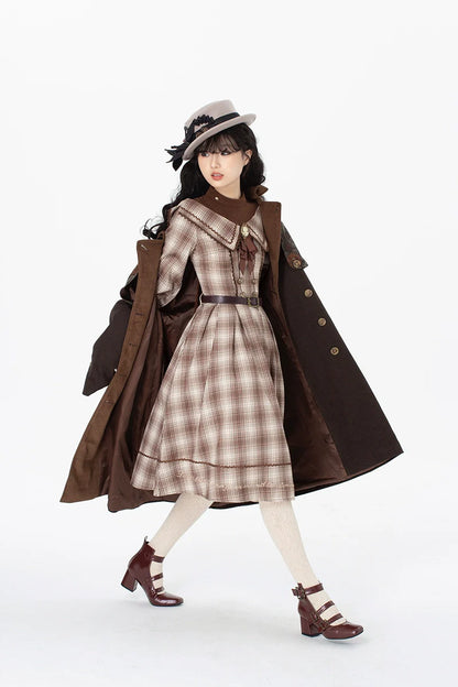 ZeeYe - Maple Dan Bai Lu - Classic Lolita Plaid Dress Long Sleeved OP