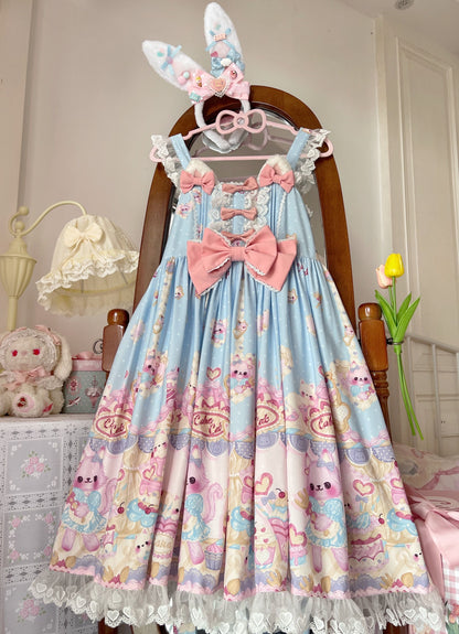 Sugar Girl - Kawaii Lolita Sweet JSK Dress, Cat Printed